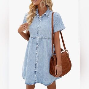 LookBookStore Tiered Denim Shirt Dress